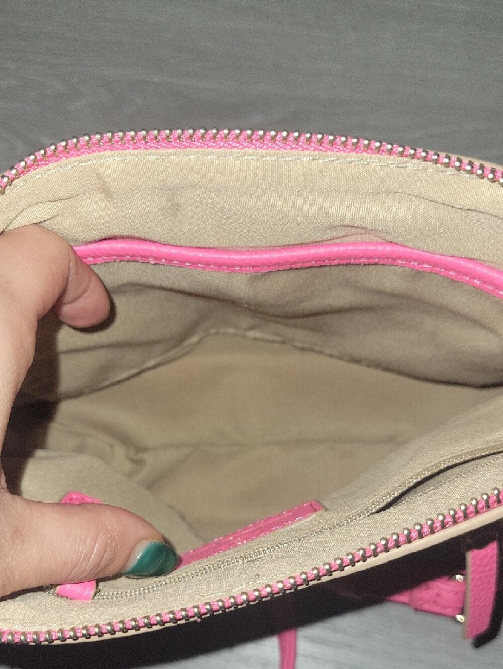 Nanette Lepore Hot Pink Pebbled Crossbody with Gold Chain - Picture 10 of 12